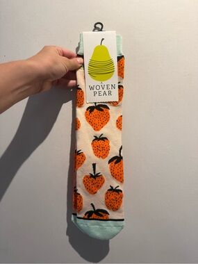 Cream & Orange Strawberry Pattern Socks